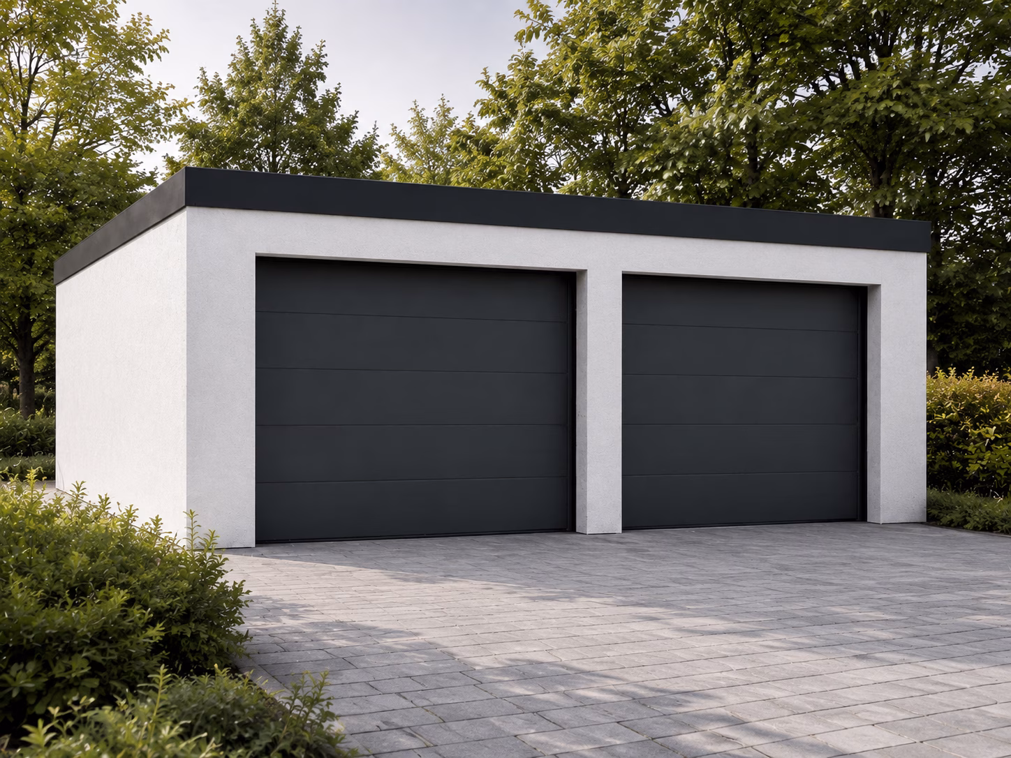 Moderne Betonfertiggarage als Doppelgarage