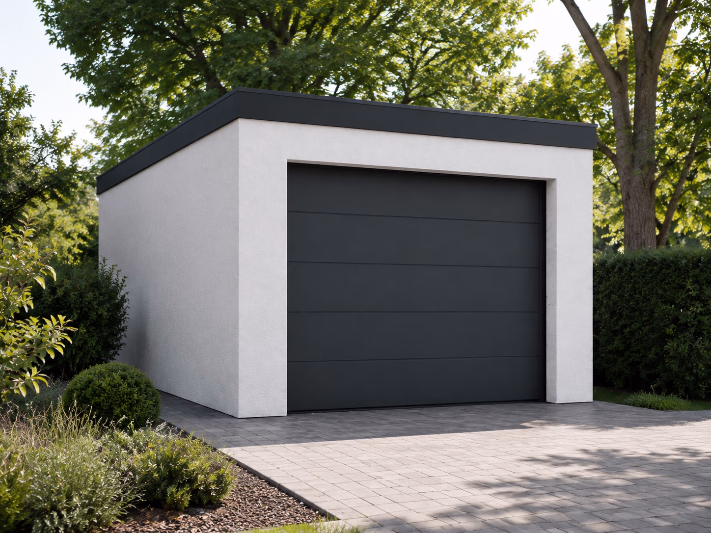 Moderne Betonfertiggarage als Einzelgarage