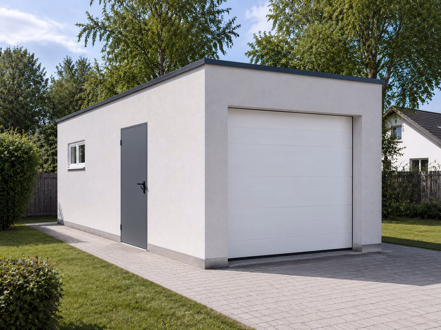 Einzelgarage mit Tor, Tür und Fenster
